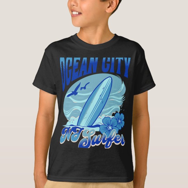New Jersey Surfer Ocean City Nj Surfing Beach Sand T-Shirt (Front)