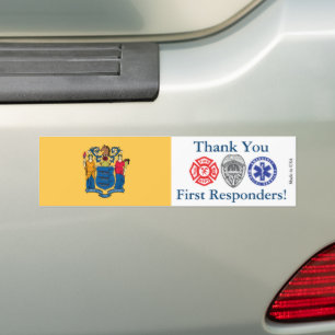 New Jersey Thank You First Responders Bumper Sticker