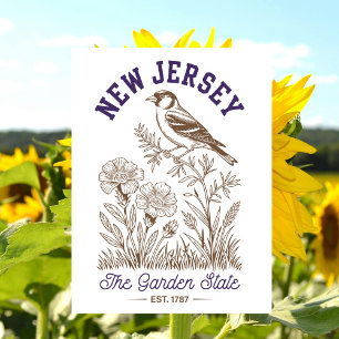 New Jersey The Garden State Est. 1787 Bird Postcard