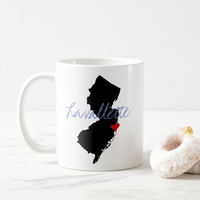 New Jersey Town with heart Coffee Mug (With Donut)