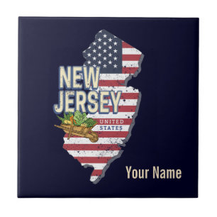 New Jersey United States Retro Map USA Souvenir Ceramic Tile