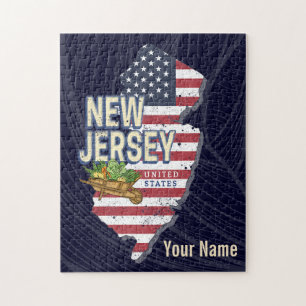 New Jersey United States Retro Map USA Souvenir Jigsaw Puzzle