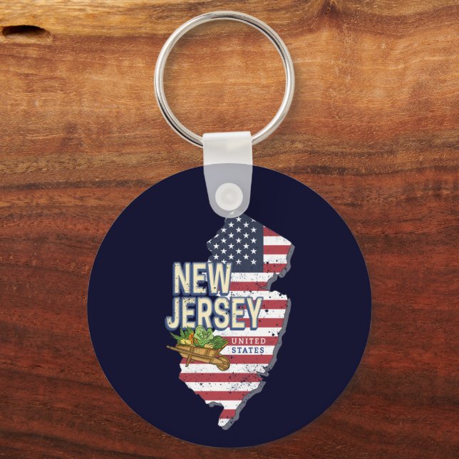 New Jersey United States Retro Map USA Souvenir Key Ring (Front)