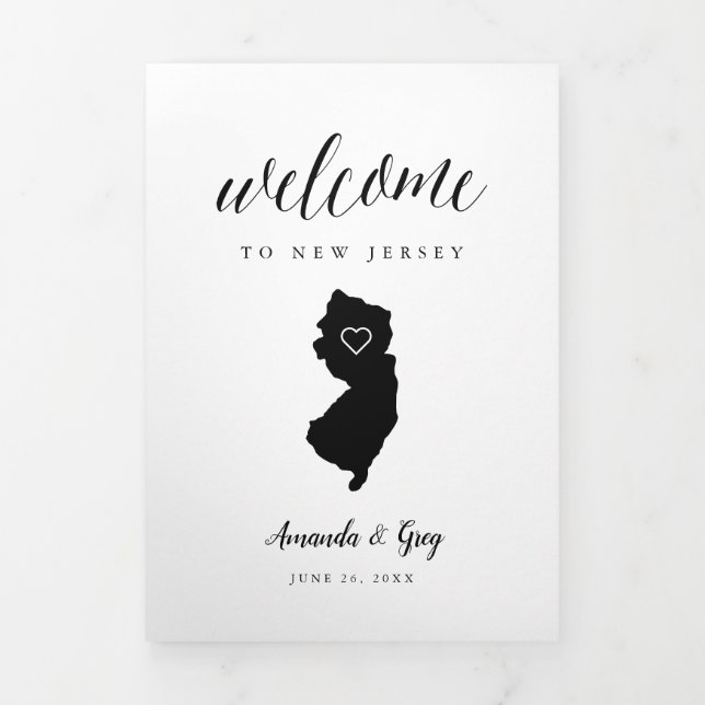 New Jersey Wedding Welcome Letter & Itinerary Tri-Fold Programme (Cover)