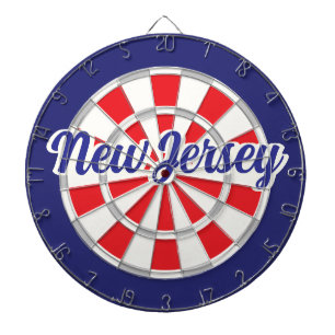 New Jersey White, Silver, Red, And Deep Blue Dartboard