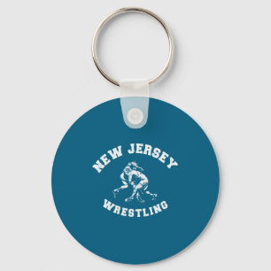 New Jersey Wrestling 80s Distressed Retro Styl _1 Key Ring