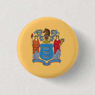 New Jerseyan Flag, Flag of New Jersey 3 Cm Round Badge