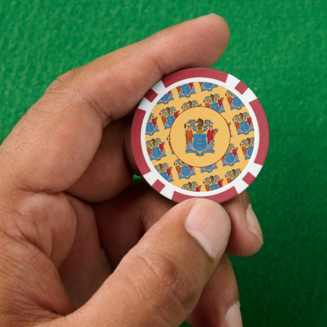 New Jerseyan Flag, Flag of New Jersey Poker Chips (Hand)