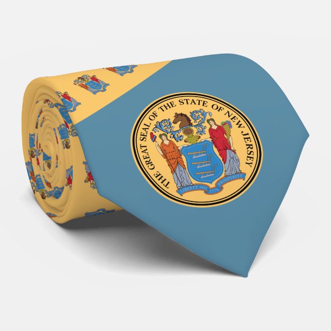 New Jerseyan Flag & Seal, Flag of New Jersey Tie (Rolled)