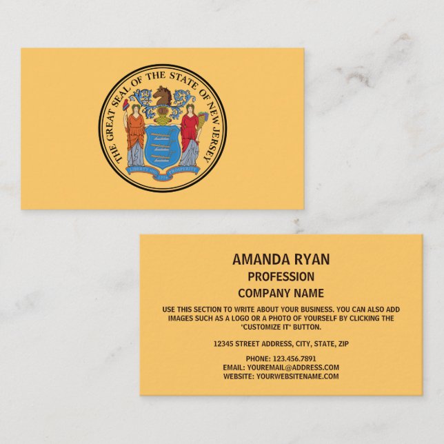 New Jerseyan Seal, Seal of New Jersey Business Card (Front/Back)