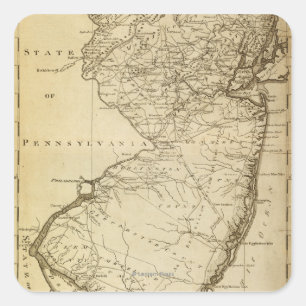 New JerseyPanoramic MapNew Jersey Square Sticker