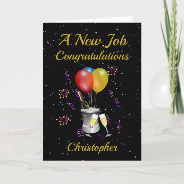New Job Champagne Celebration Black Card (Front)