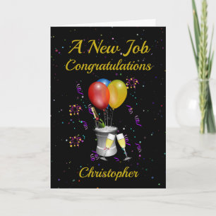 New Job Champagne Celebration Black Card