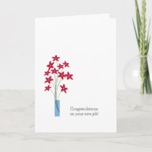 New Job Congratulations Cards, cute red flowers Card