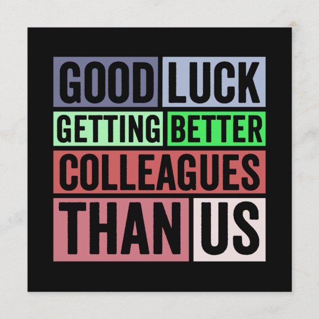 New Job Funny | Farewell Coworker Leaving | Good L Advice Card (Front)