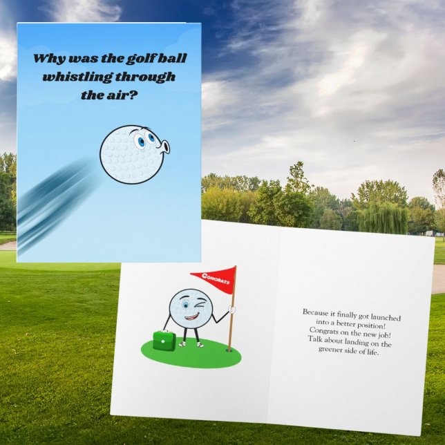 New Job Humour Whistling Golf Ball Congratulations Card (Creator Uploaded)