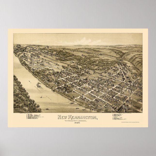New Kensington, PA Panoramic Map - 1896 Poster (Front)