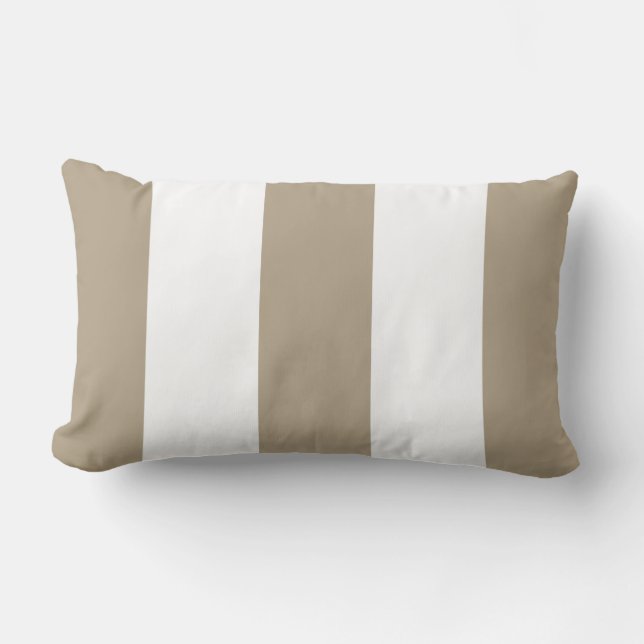 New Khaki & White Stripe Lumbar Pillow Gift (Front)