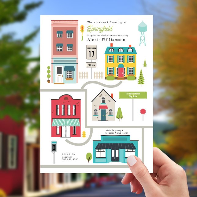 New Kid Neighbourhood Town Baby Shower Invitation (Creator Uploaded)