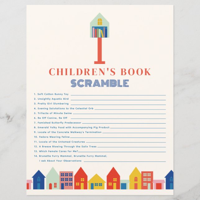 New Kid On Block Baby Shower Book Scramble Game (Front)