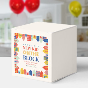 New Kid On The Block Houses Neutral Baby Shower Favour Box