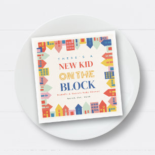 New Kid On The Block Houses Neutral Baby Shower Napkin