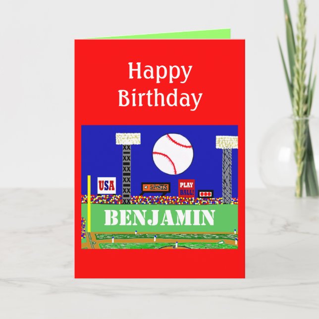 New Kids Baseball Happy Birthday Card Gift (Front)