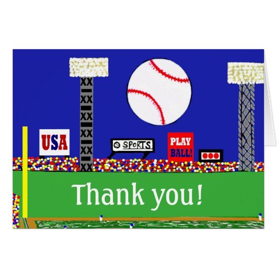 New Kids Baseball Sports Thank You Note Card