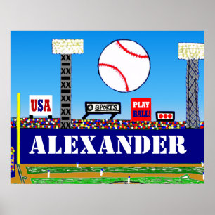 New Kids Sports Baseball Personalised Poster Art