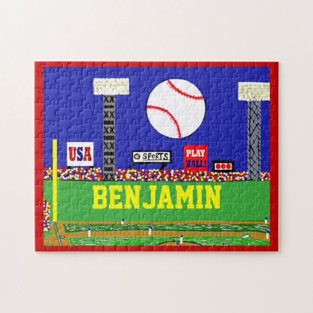 New Kids Sports Baseball Puzzle Personalised Gift (Horizontal)