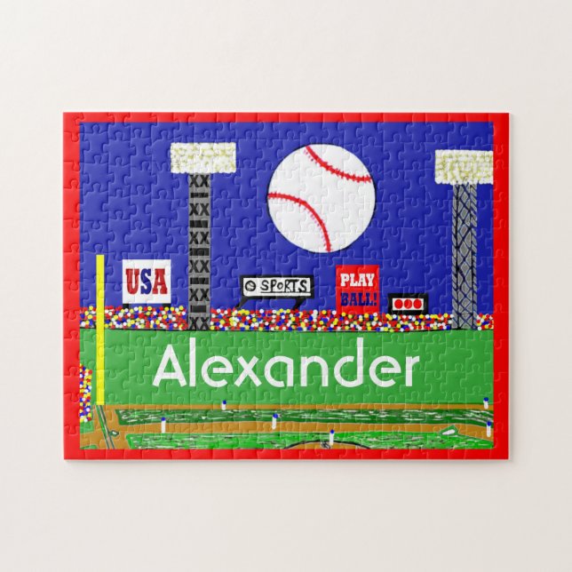 New Kids Sports Baseball Puzzle Personalised Gift (Horizontal)