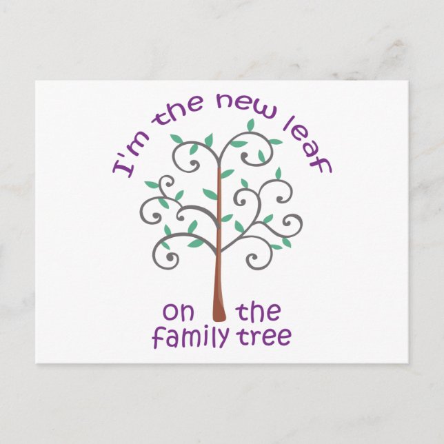 New Leaf on Family Tree Announcement Postcard (Front)