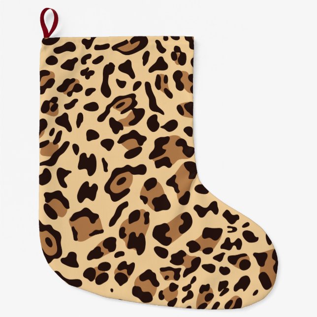 New Leopard Texture 6 Large Christmas Stocking (Front)