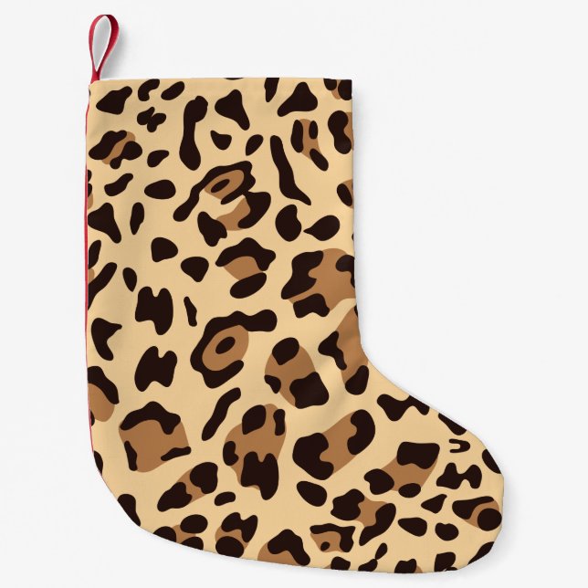 New Leopard Texture 6 Small Christmas Stocking (Front)