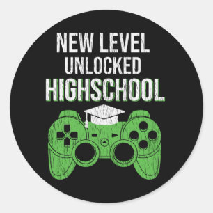 New Level Unlocked High School Gamer Student Gift Classic Round Sticker