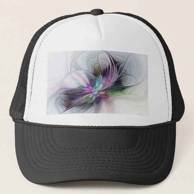 New Life, Colorful Abstract Fractal Art Fantasy Trucker Hat (Front)