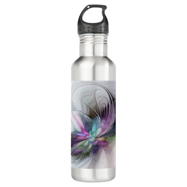 New Life, Colourful Abstract Fractal Art Fantasy 710 Ml Water Bottle (Front)
