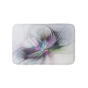 New Life, Colourful Abstract Fractal Art Fantasy Bath Mat