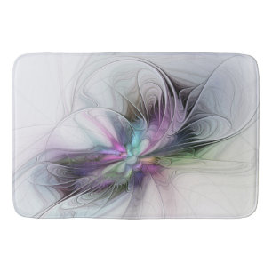 New Life, Colourful Abstract Fractal Art Fantasy Bath Mat