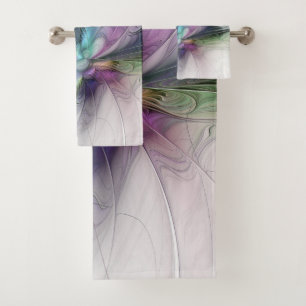 New Life, Colourful Abstract Fractal Art Fantasy Bath Towel Set