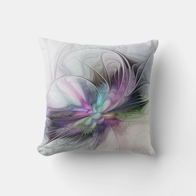 New Life, Colourful Abstract Fractal Art Fantasy Cushion (Front)
