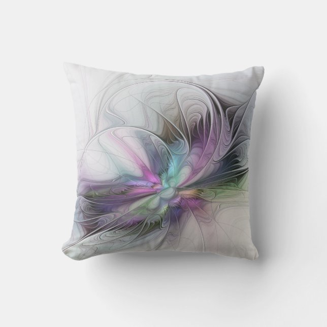 New Life, Colourful Abstract Fractal Art Fantasy Cushion (Front)