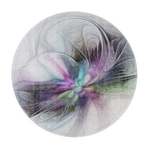 New Life, Colourful Abstract Fractal Art Fantasy Cutting Board