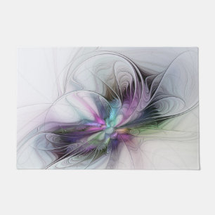 New Life, Colourful Abstract Fractal Art Fantasy Doormat