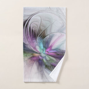 New Life, Colourful Abstract Fractal Art Fantasy Hand Towel