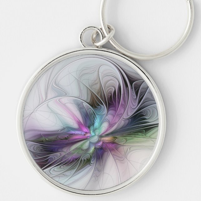 New Life, Colourful Abstract Fractal Art Fantasy Key Ring (Front)