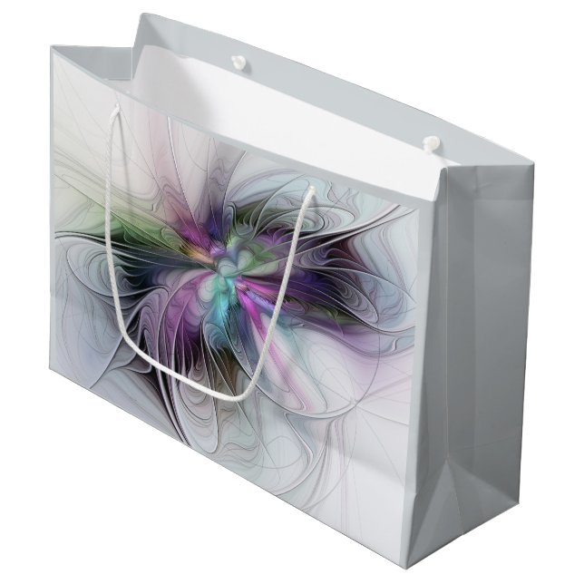 New Life, Colourful Abstract Fractal Art Fantasy Large Gift Bag (Front Angled)