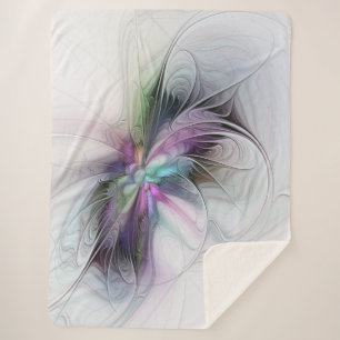 New Life, Colourful Abstract Fractal Art Fantasy Sherpa Blanket