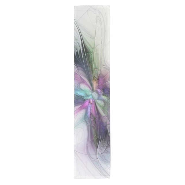 New Life, Colourful Abstract Fractal Art Fantasy Short Table Runner (Front)