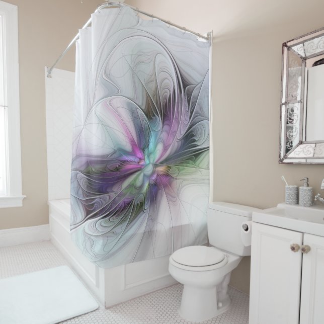 New Life, Colourful Abstract Fractal Art Fantasy Shower Curtain (In Situ)